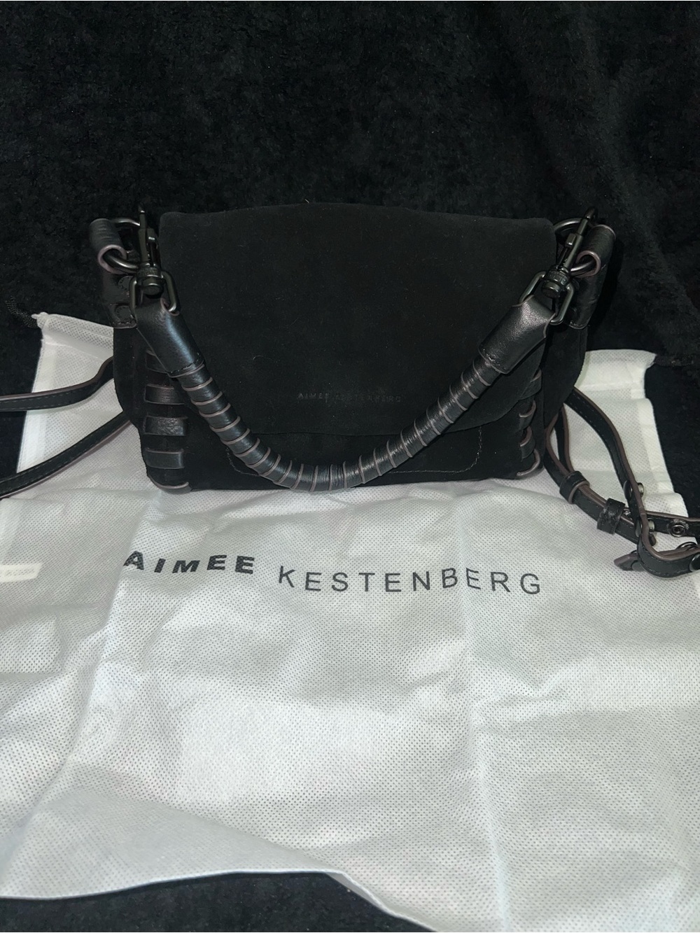 Aimee Kestenberg Zen Convertible Crossbody in black suede